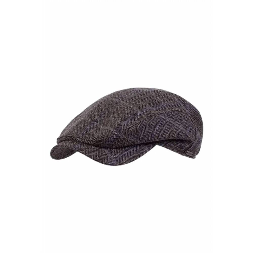 NEW WIGENS men's ivy contemporary wool and cashmere cap in brown herringbone che
